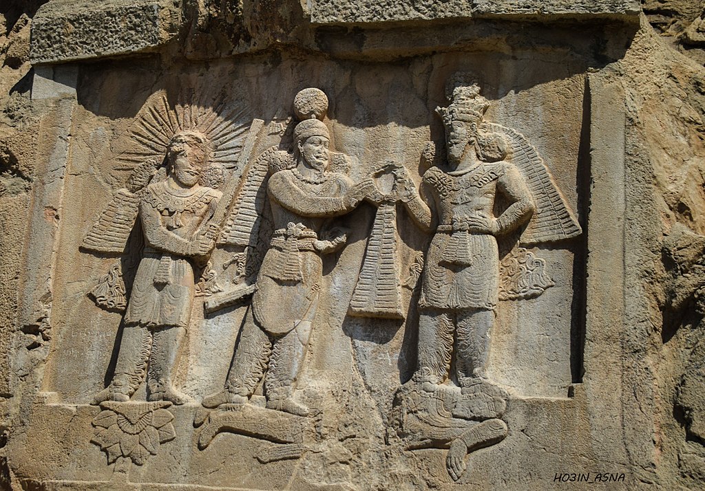 Mihr, Shapur II and Ardashit II at Tāq-e Bostān