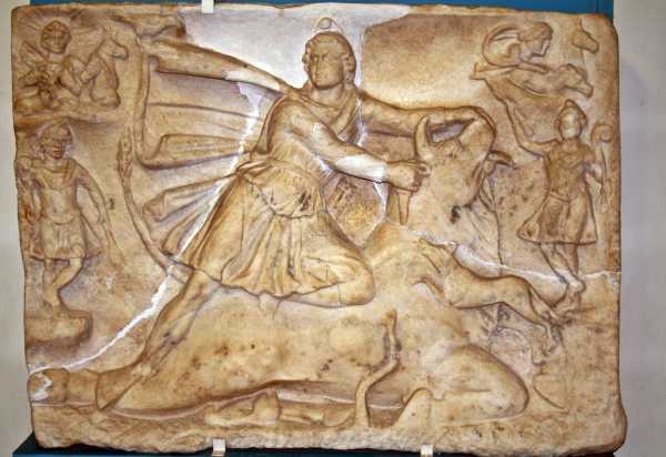 Relief of Mithras slaying the bull of Dunaújvaros