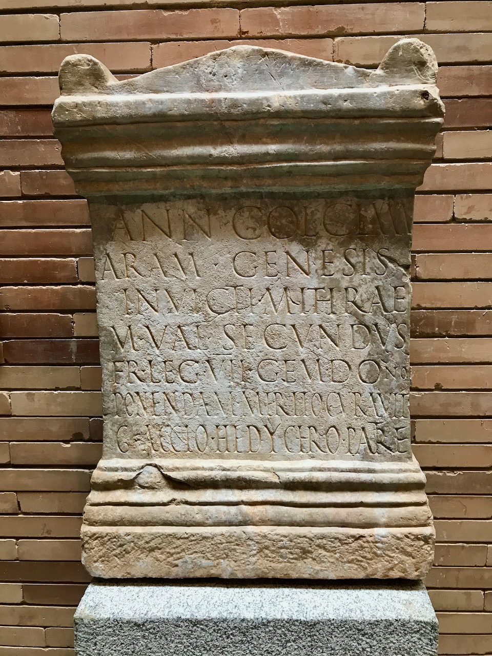 Altar by Marcus Valerius Secundus of Merida