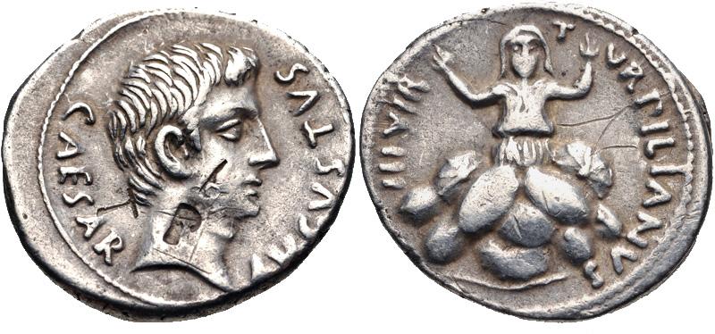 Denarius with Mithras rock-birth