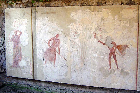Figures on right wall, left side: Nymphus, Miles and Heliodromus