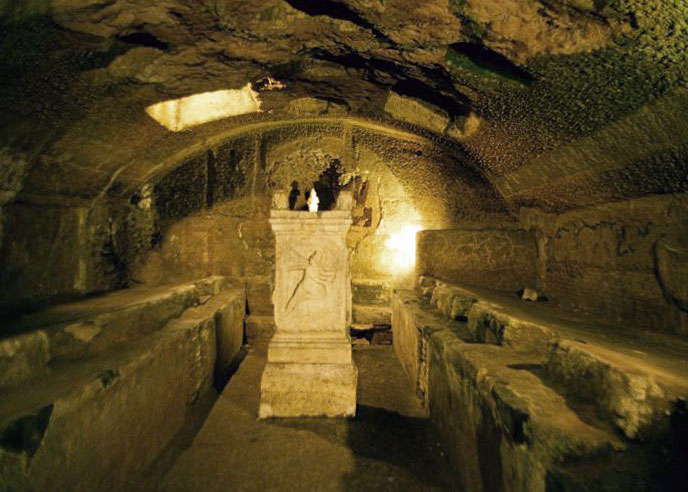 Interior view of the Mithraeum of San Clemente.