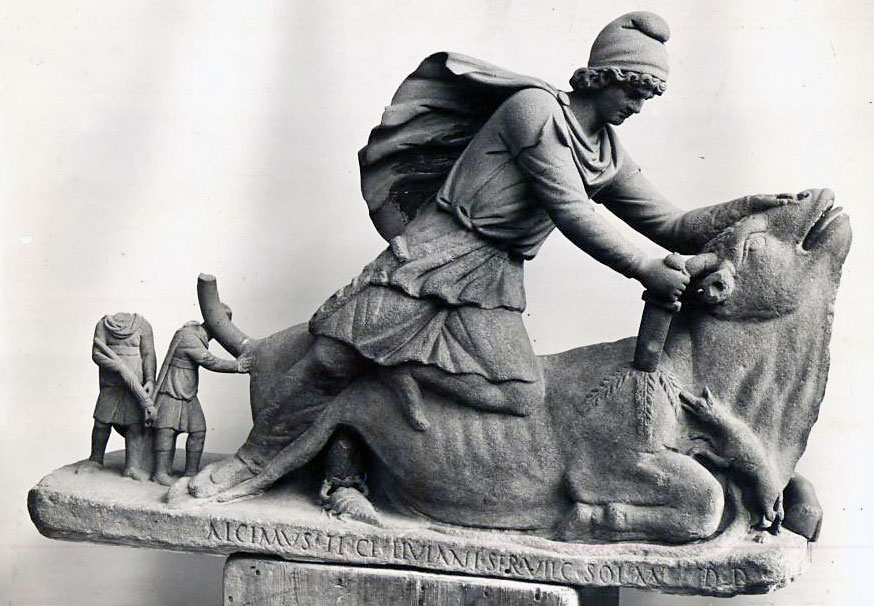 Mithras killing the bull, earliest representation known.