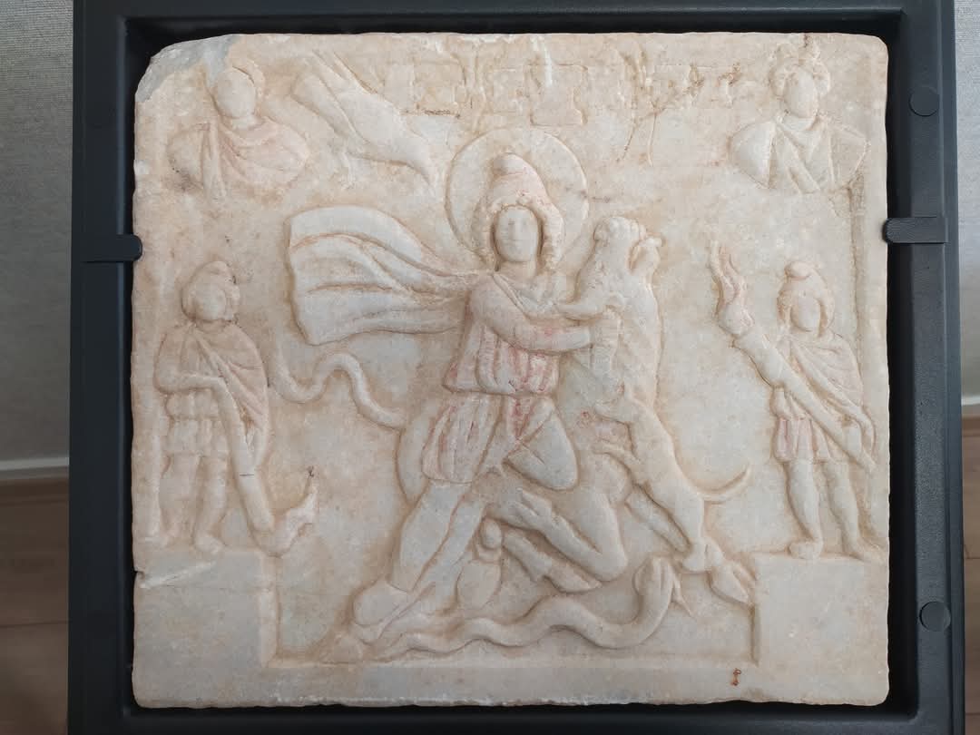 Anatolian Archaeology Şehitkamil relief of Mithras Tauroctonos.