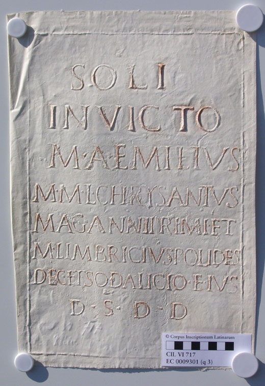 Altar of Aemilius Chrysanthus to the Invincible Sol
